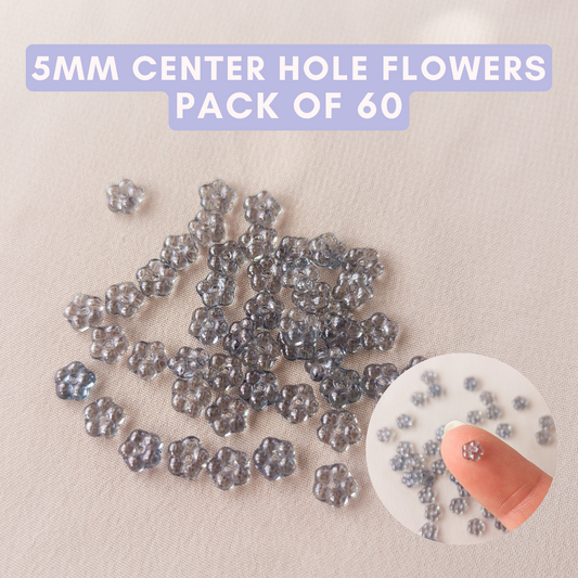 Flowers - Lumi Blue (blue gray) - 5mm with Center Hole