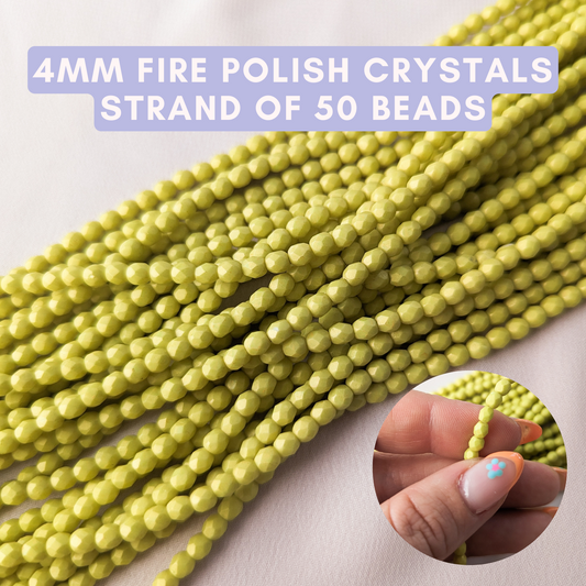 Pacifica Honey Dew - Chartreuse - 4mm - Fire Polish Faceted Crystals