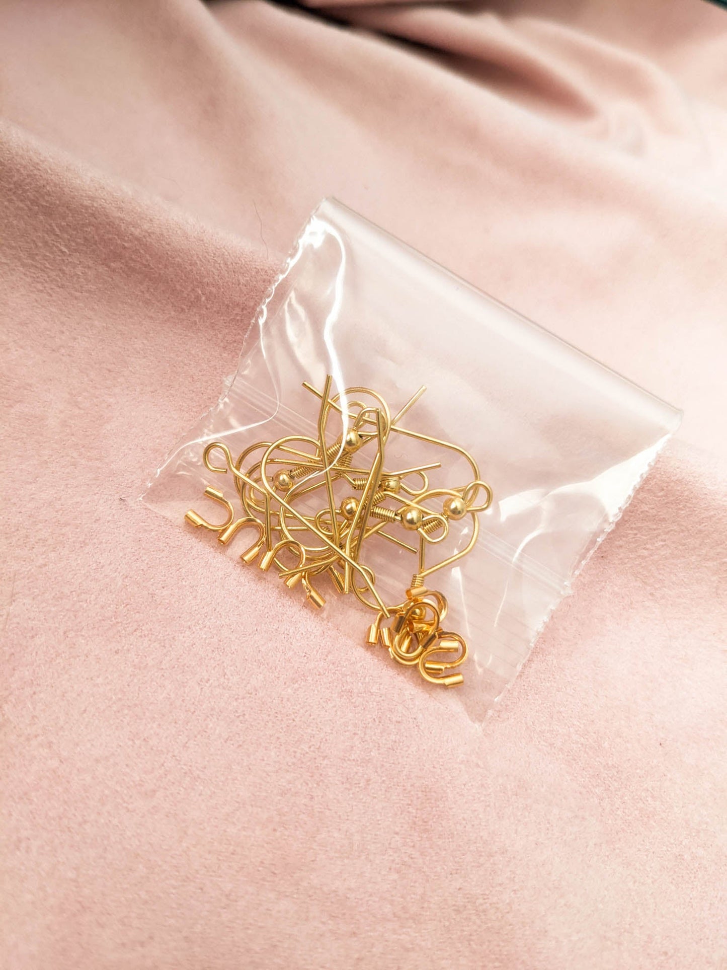 Gold - Set of 5 Ear Wires & Wire Guards