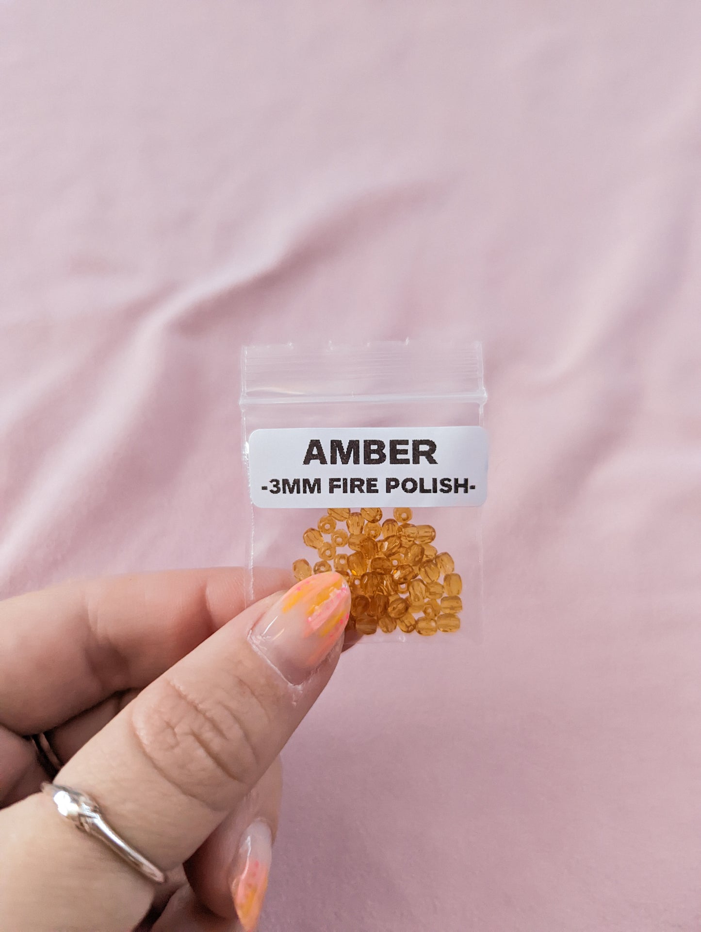 Amber - 3mm - Pack of 60 - Fire Polish Faceted Crystals