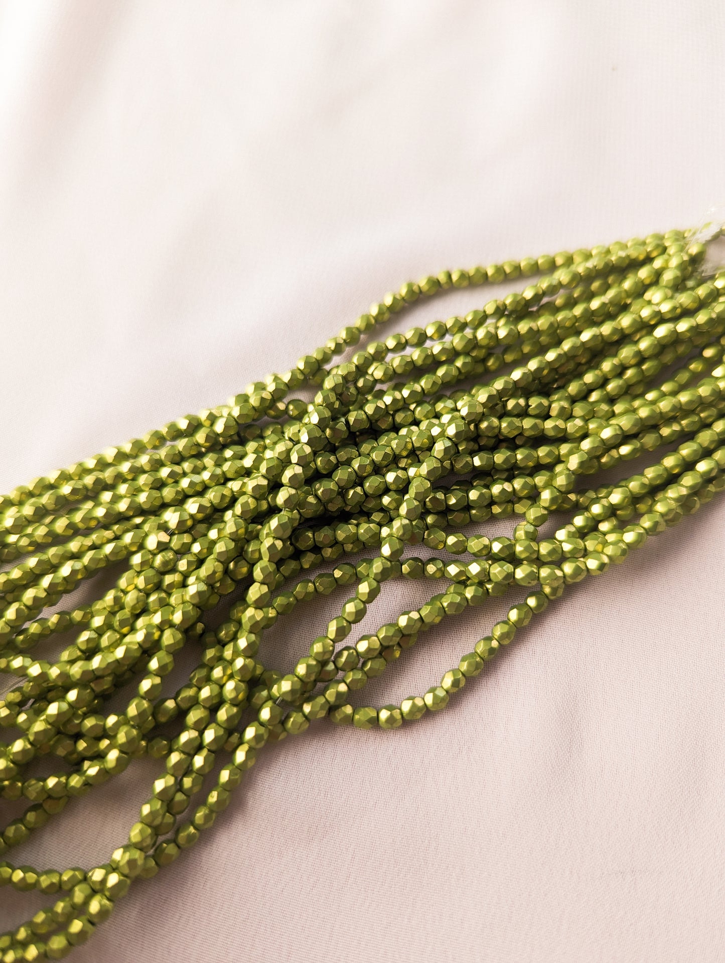 Saturated Metallic Lime Punch - 3mm - Strand of 50 - Fire Polish Faceted Crystals